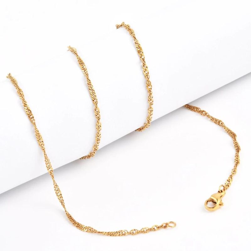 Popular Jewelry Stainless Steel Accessories Singapore Chain Necklace Bracelet 18K Gold Plated Jewellery for Lady