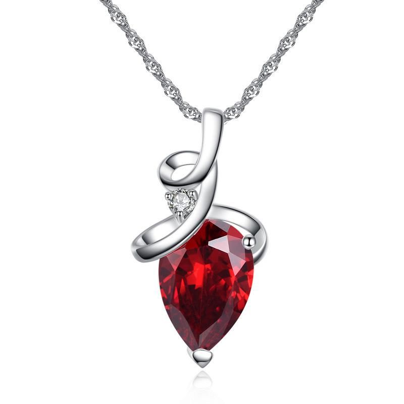 Fashion Drop Shaped Three Color Crystal Stone Zircon Pendant Necklace