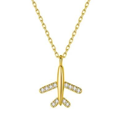 925 Sterling Silver Jewelry Necklace Minimalist Airplane Zircon Pendant Necklace Personality for Women Fashion Jewelry