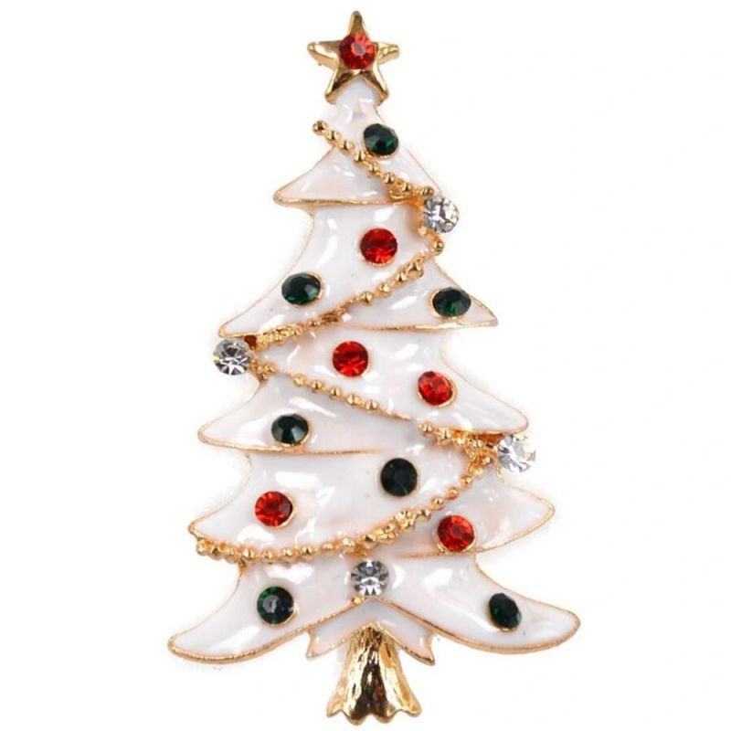 R-043wchristmas Alloy Crystal Rhinestone Pin Jewelry Brooch