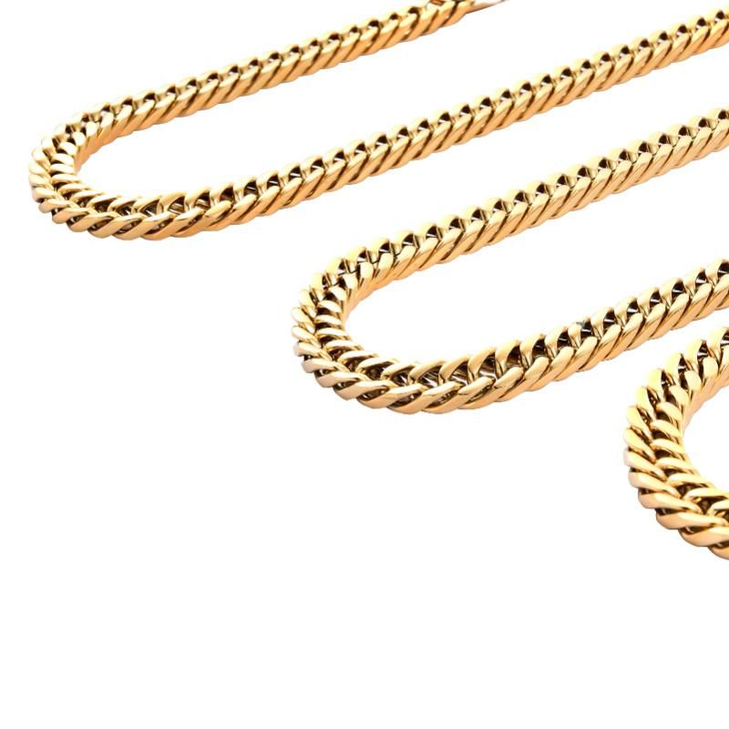 316L Stainless Steel, 7-24inches Long Necklace and Bracelet for Men and Women 18K Gold Chain Cuban Link Chain Jewelry Set