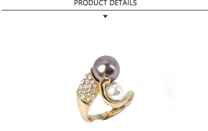 Good Quality Fashion Jewelry Pearl Ring with Rhinestone