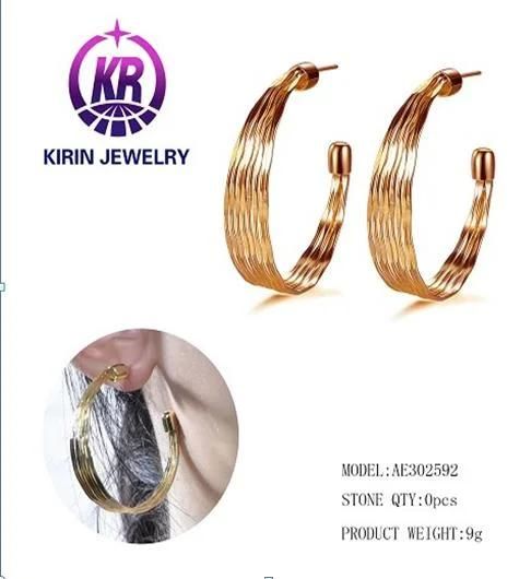 Chunky Earrings Classical Gold Plating Chunky Hoop Earrings in Sterling Silver