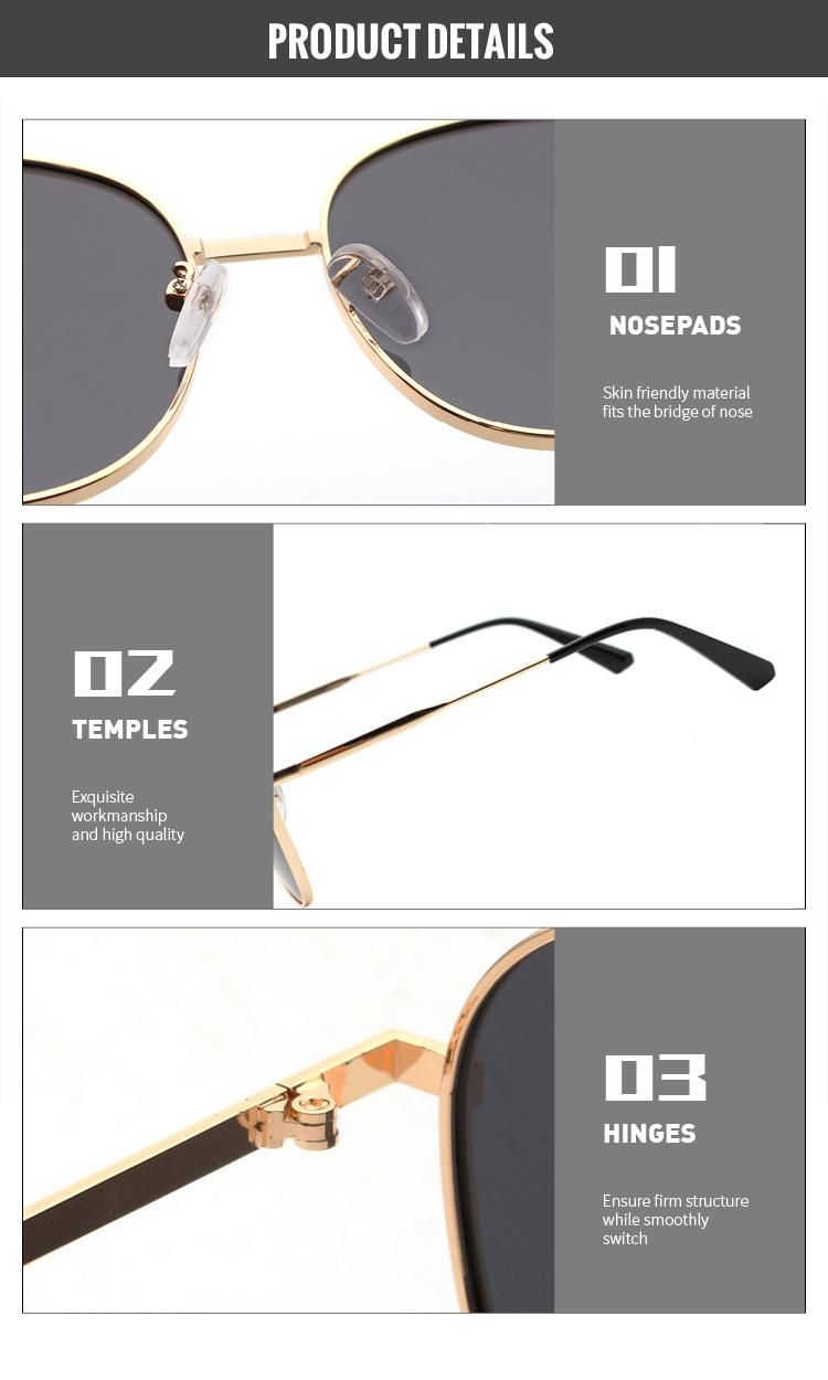 2022 Hot Sale Fashion High Quality Luxury Men Women Big Shade Metal Sunglasses