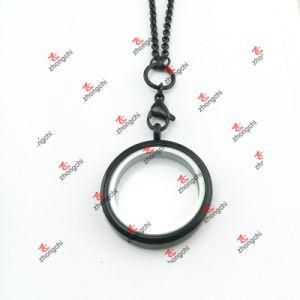 Fashion Alloy Custom DIY Black Locket Chain Necklace (CBC60104)