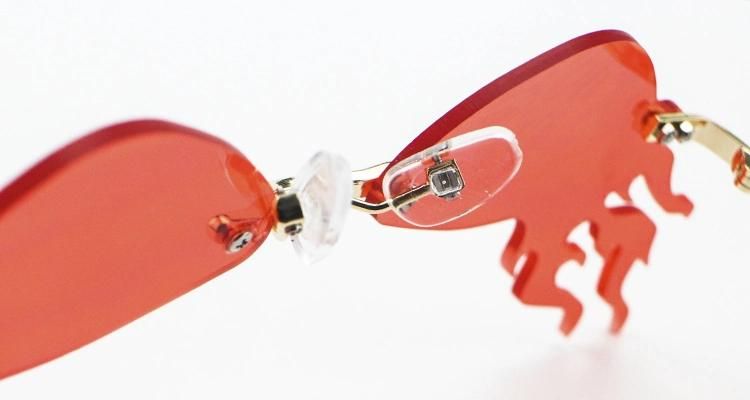 Flame Shaped Custom Logo Stock Frameless Women Sunglasses