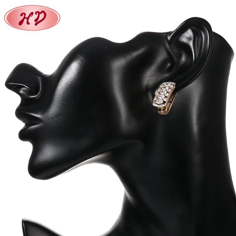 Women Costume Fashion 14K 18K Gold Plated Imitation Jewelry with CZ Pearl Huggie Hoop Earring