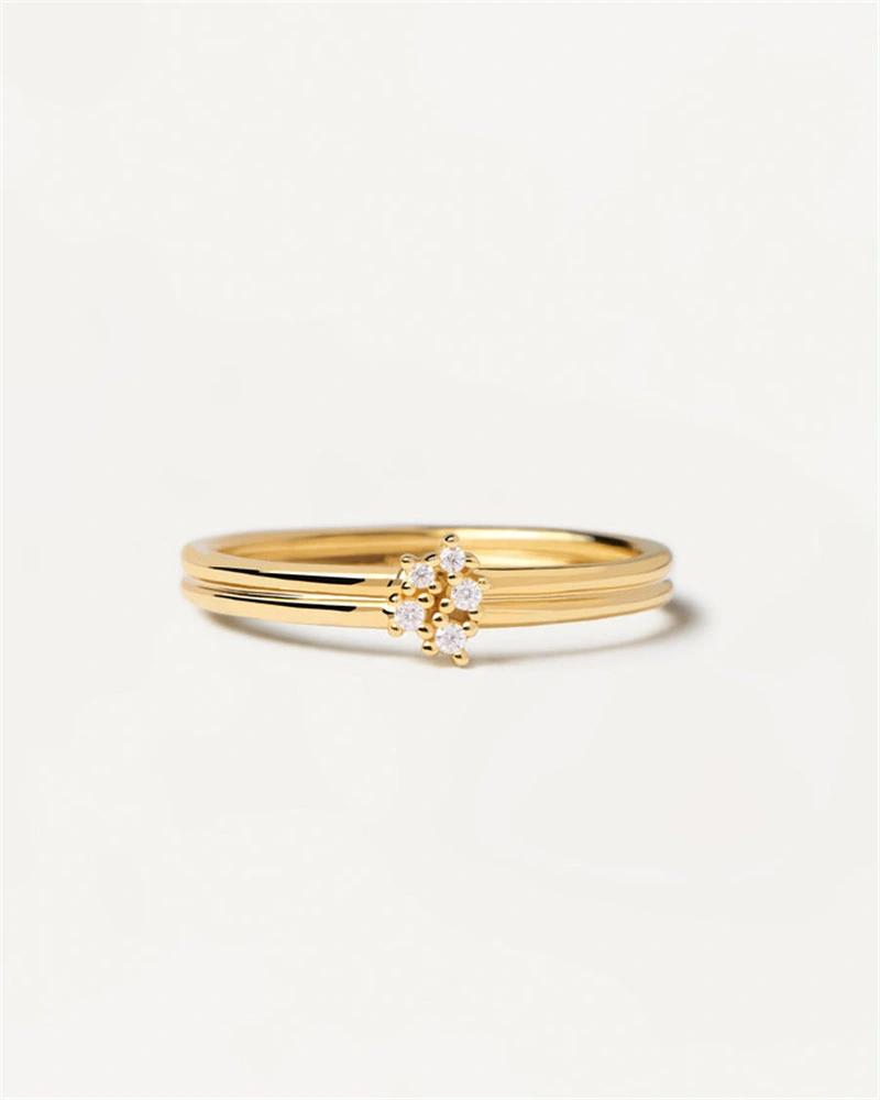 18K Gold Plated Nova Gold Ring Europe Style Classic Wedding Ring Jewelry with White/Crystal Zirconia Stone