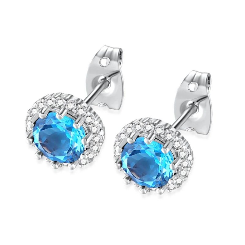 Hot Selling Jewelry 12 Month Colorful Birthstone Stud Earrings