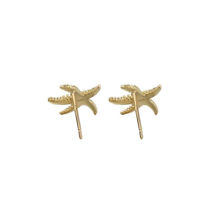 Women Earring Fashion Beautiful 10K Yellow Gold Starfish Stud Earrings