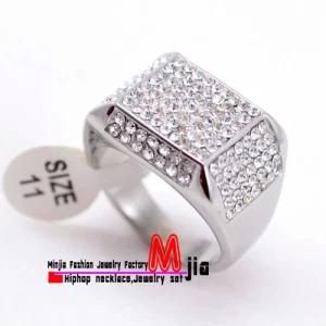 Hiphop Silver Tone Micropave CZ Iced out Bling Ring (DSC1894)