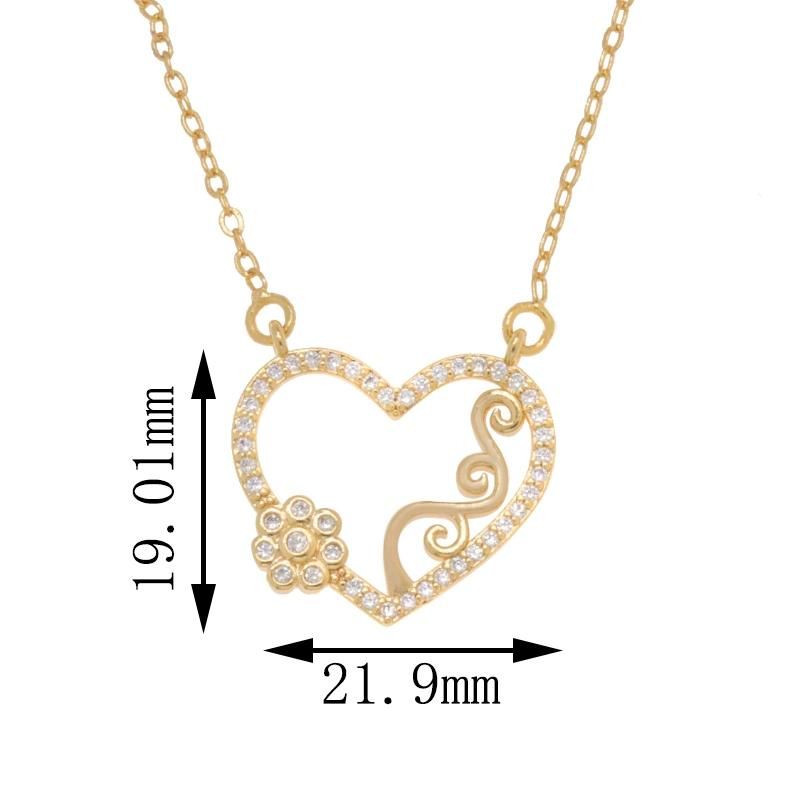 Wholesale Heart Shape Gold Plated Elegant Ladies Fashion Jewelry Necklace