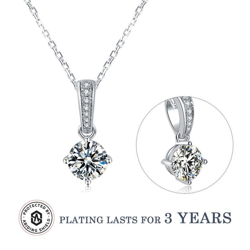 Fashion Jewelry Moissanite Women Wedding Necklace S925 Sterling Silver Jewelry 6.5mm Moissanite Pendant