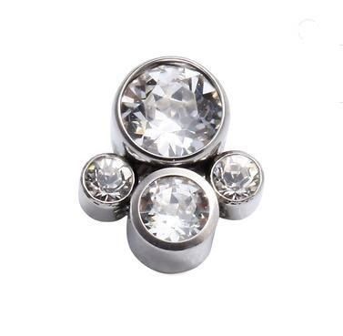 ASTM F136 Titanium Body Jewelry Piercing Internally Threaded Gemmed Cluster Ends/Attachments T0.9mm/16g, 18g