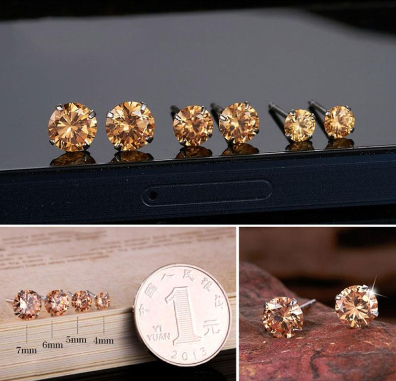 Simple Design 14K 18K Gold Round Moissanite Earring