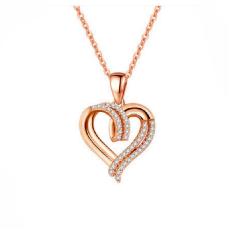 Newest Designer Gold Silver Plated Crystal Diamond Heart Pendant Necklace Jewelry