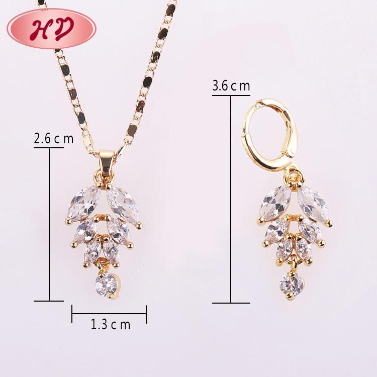 Fashion Wedding Alloy Silver Gold Plated Necklace Earring Ring Jewelry Set with Crystal CZ Pearl
