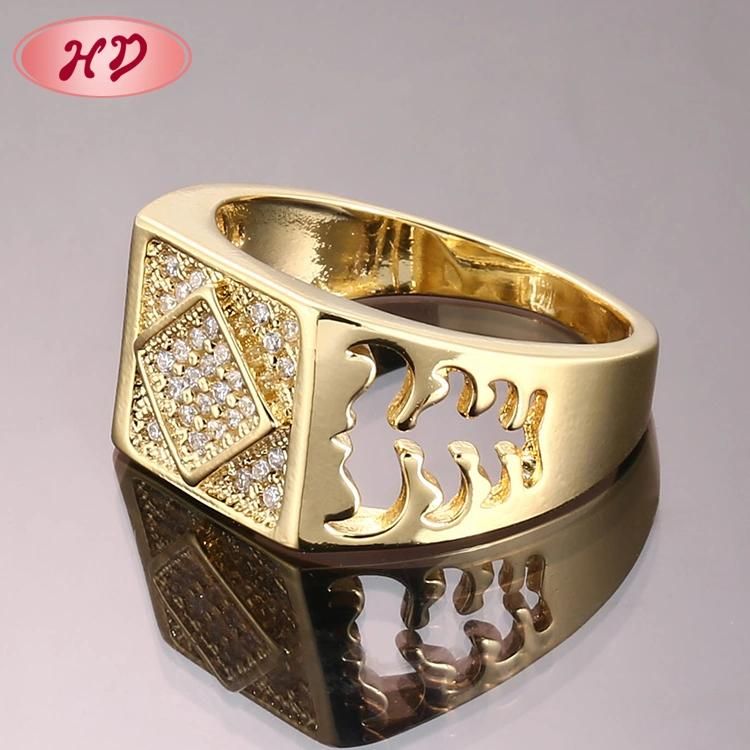 18K 14K Gold Plated Fashion Wedding Engagement Jewelry Stainless Steel Silver Man Finger Rings Design