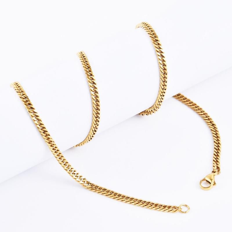 Fashion Jewelry Necklace Curb Chain with Double Wire Polish Face