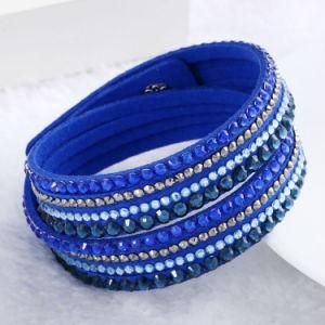 Hot Sale 2016 New Fashion Rhinestone Leather Wrap Bracelet