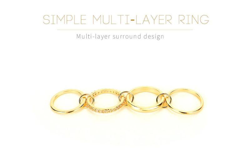 Elegant Jewelry for Women Four-in-One Ring Brass Free Rings