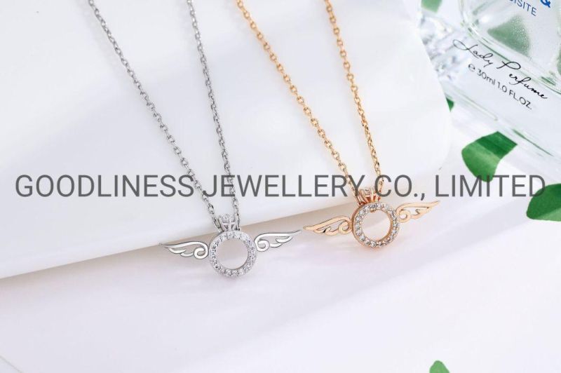 925 Sterling Silver Angel Wing Pendant Necklace Fashion Jewelry