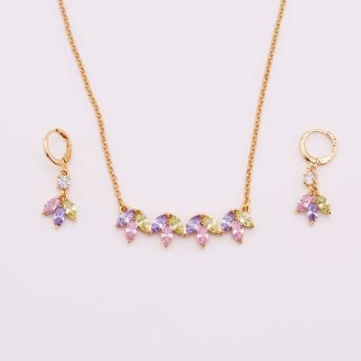 Fashion Wholesale Imitation Costume Gold Silver Stainless Steel Charm Jewelry with Earring Sets Pendant Necklace