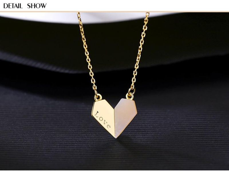 Women 18K Two-in-One Heart Shape Necklace with Love Words
