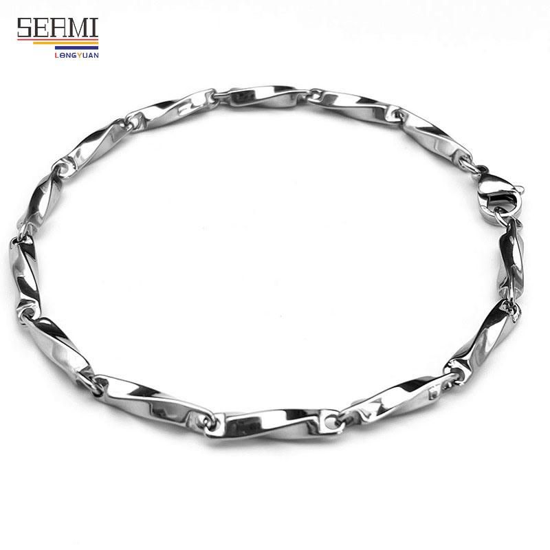 Titanium Steel Stainless Steel Twisted Stick Melon Seed Chain Bracelet