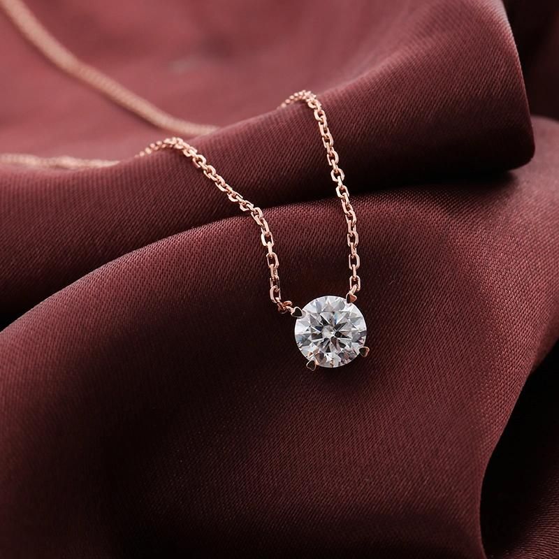 Fine Jewelry Simple Style 10K White Gold Moissanite Diamond Necklace Pendant 1.5 Carat Round Pendant Women′s Commemorative Gift