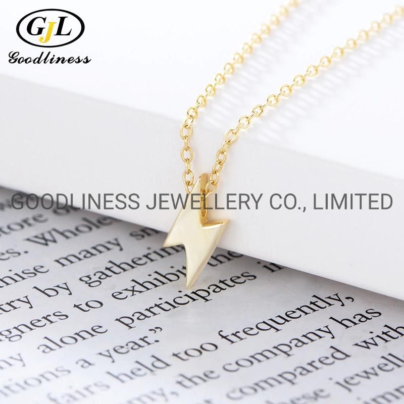 925 Sterling Silver Fine Jewelry Women Lightning Pendant Necklace