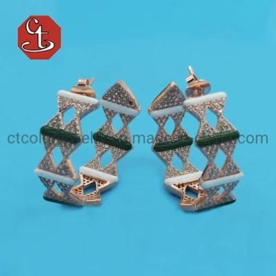 Hot Sales Silver or Brass Hoop Earring Fashion Enamel Silver Jewelry Round Earring Jewelry