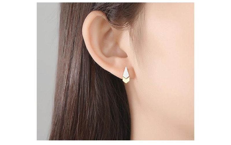 Geometric Splicing Rhombus and Arrow Earrings Stud