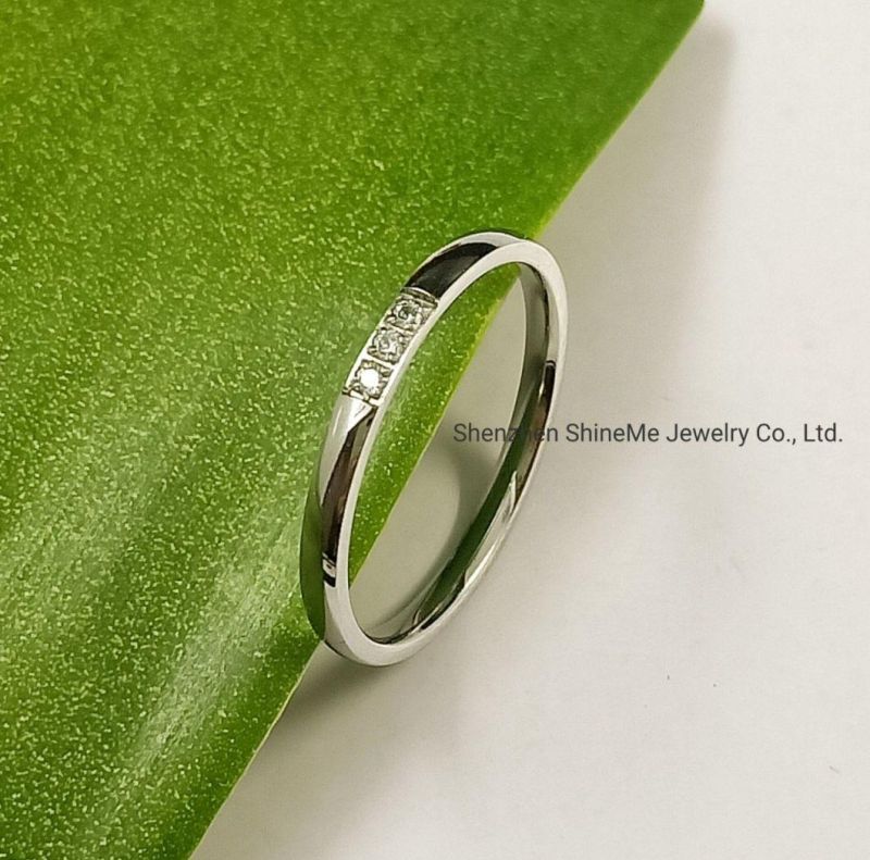 Fashion Jewelry Silver jewelry 2mm CZ Stainless Steel Finger Ring Ss4602