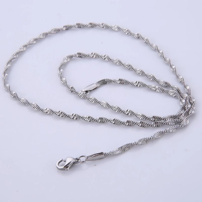 Stainless Steel Jewelry Design Twisted Push Chain Necklace for Lady