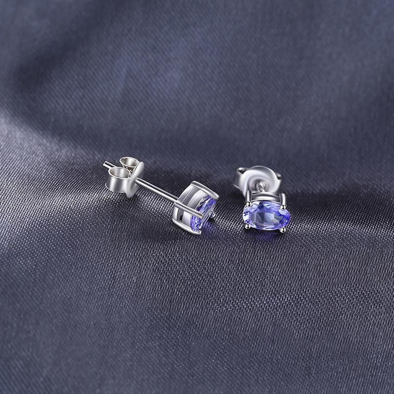 Fine Jewellery Gemstone Amethyst Simple Stud Earring 925 Sterling Silver Jewelry