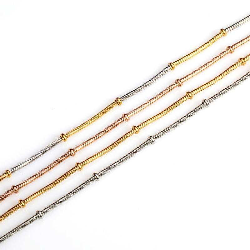 Fashion Stainless Steel Jewelry Snake Chain Necklace with Beads