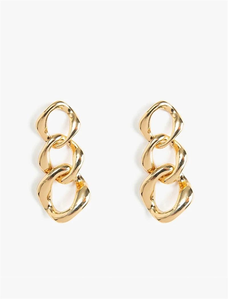 Manufacture Wholesale Custom Multiple Link Chain Drop Earrings in 18K Gold Plated Cuban Stud Earring for Women Fashion Bijoux Accessories