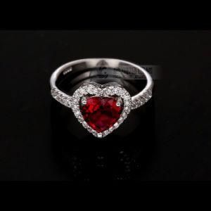 Fashion Heart Shaped Ruby Stone Ring in Solid 925 Sterling Silver