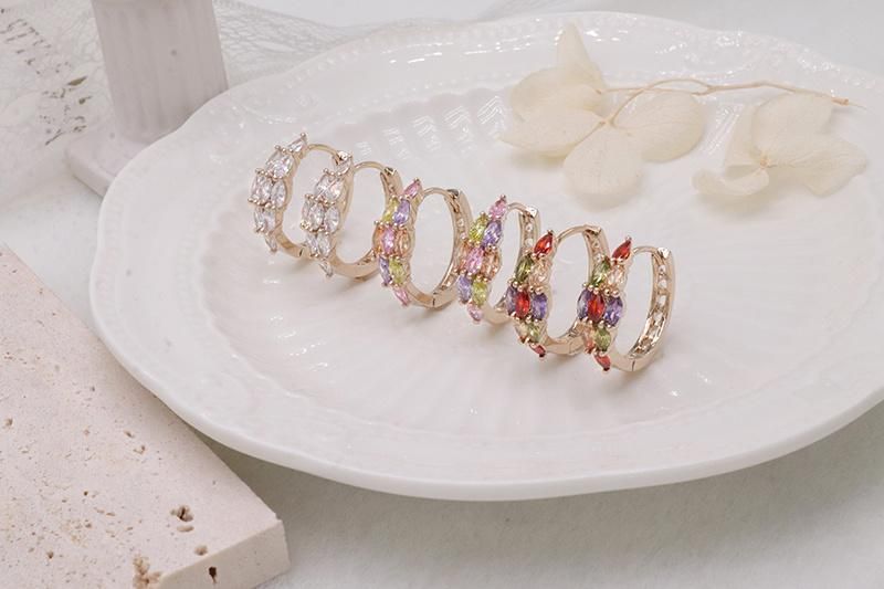 Fashion Women′s Jewelry Delicate Cubic Zirconia Gold Plated Earrings