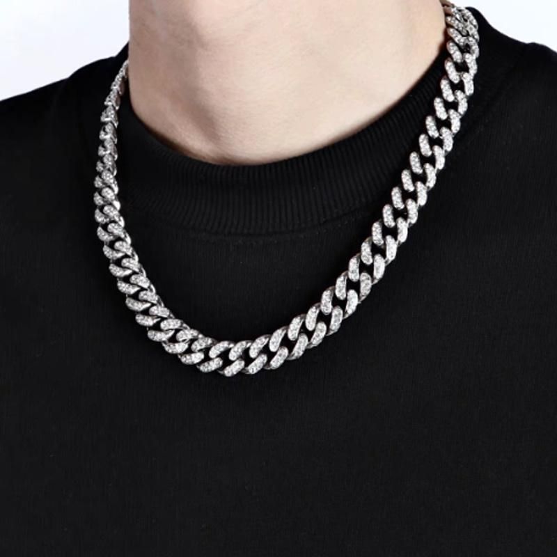 Hip Hop Jewelry Gold Plated Iced out Cuban Link Men Chain Necklace