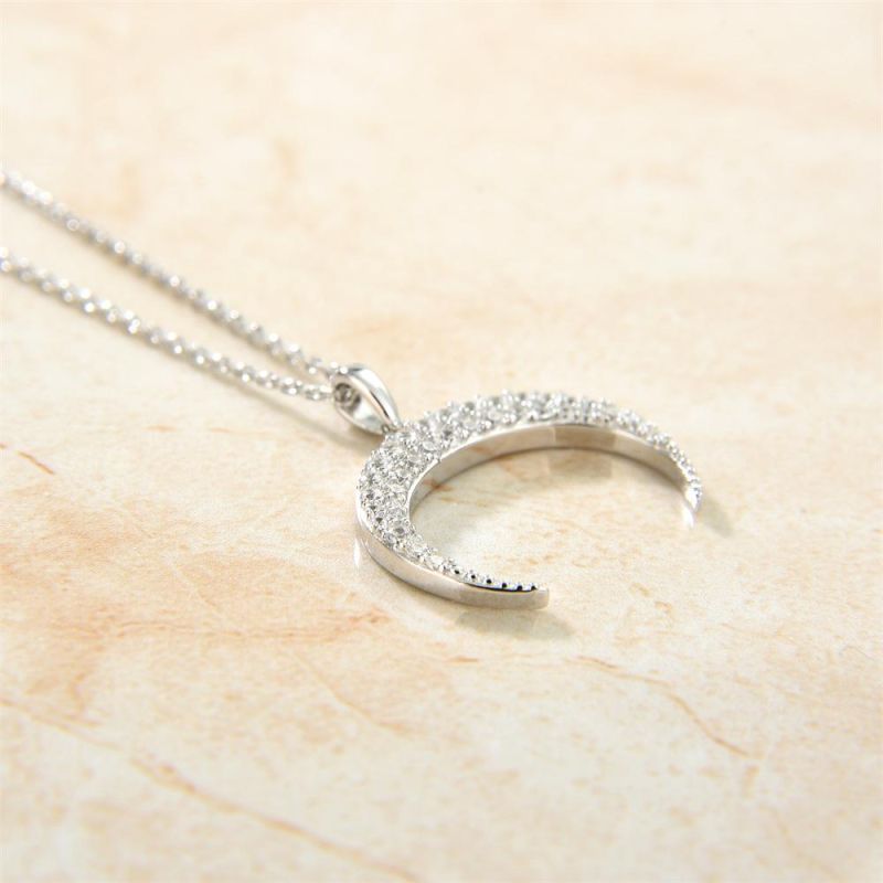 Simple Horn Crescent 925 Sterling Silver Necklace