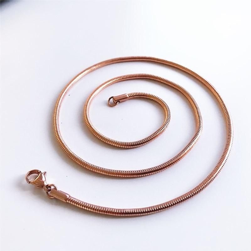 Fashion Semi Jewelry Accessories 18K Gold Plated Stainless Steel Round Snake Chain Anklet Bracelet Necklace