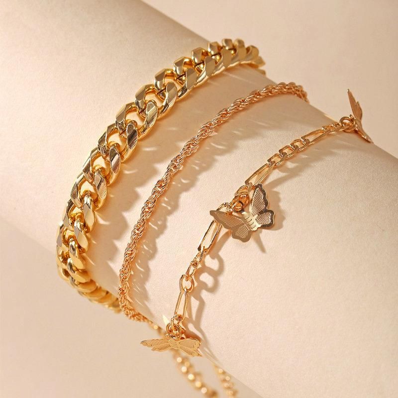 New Butterfly Chain Multi-Layer Anklet Golden Anklet Set of 3 Packs