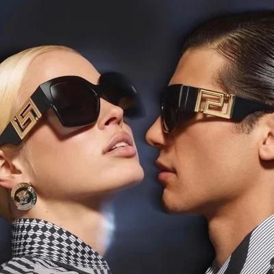 Large Frame Sunglasses European and American Trend Sunglasses Women&prime;s Square Wide-Legged Personality Sunglasses