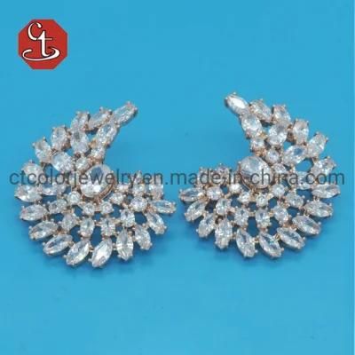 Fashion Feather Stud Earrings for Women Wedding Party Jewelry Angle Wing CZ Stone Earrings Leaf Christmas Gifts