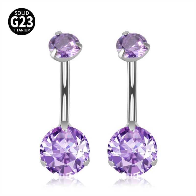 Colorful Belly Button Rings Titanium 14G Belly Ring Setting Zirconia Navel Piercings Jewelry