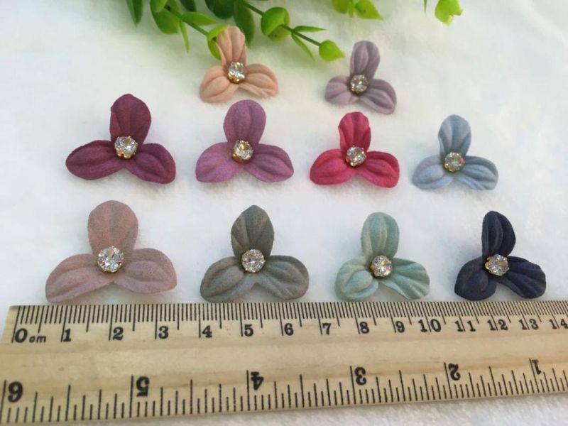 Fashion Fabric Ornament Mini Artificial Petal Flowers with Rhinestones