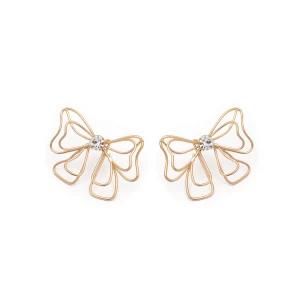 Women Fashion Jewelry Accessories Brass Thin Metal Bow Stud Earrings