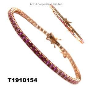 2020 New Style Pink Gradual Silver Bracelet